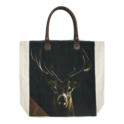 Mars & More Canvas shopper zwart edelhert