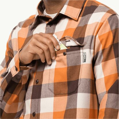 Jack Wolfskin Felsenweg shirt M Orange Falls Checks