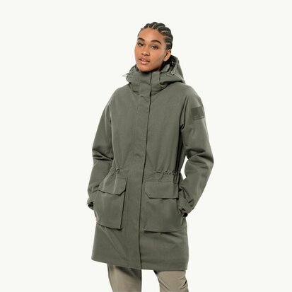 Jack wolfksin Fierce Wind parka W Dusty olive