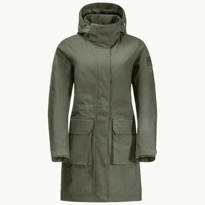 Jack wolfksin Fierce Wind parka W Dusty olive