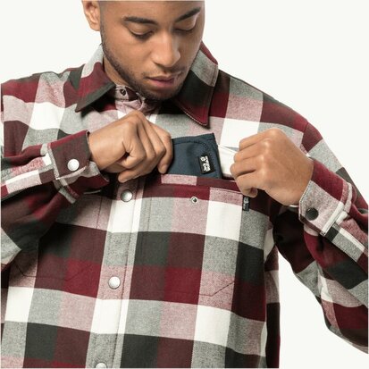 Jack Wolfskin Felsenweg Ins shirt M Cordovan red Checks