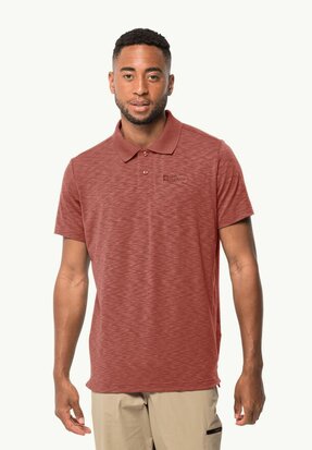 Jack Wolfsin Travel Polo M  Poloshirt Heren- Barn red