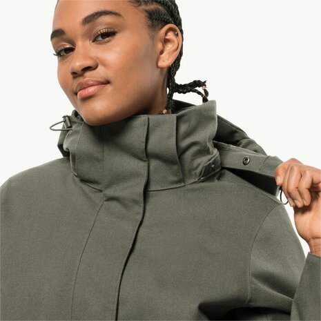 Jack wolfksin Fierce Wind parka W Dusty olive